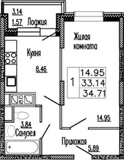 1-комн. Клевер