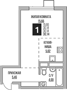 Студия, 30.14 м², 5/12 этаж, ЖК «Гранель Мытищи»