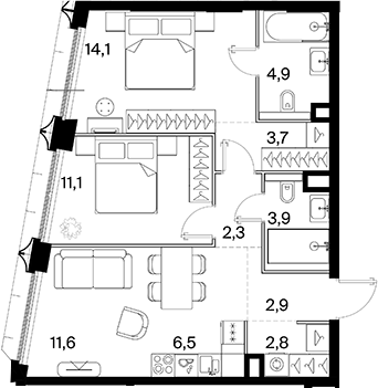 3-комн. 26 ПАРКВЬЮ
