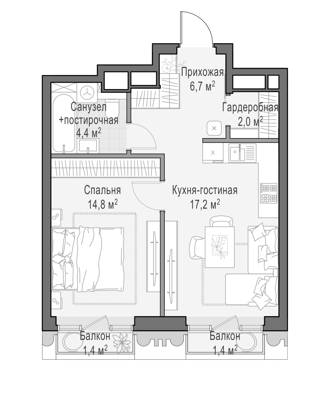 2-комн. Квартал Тишинский бульвар