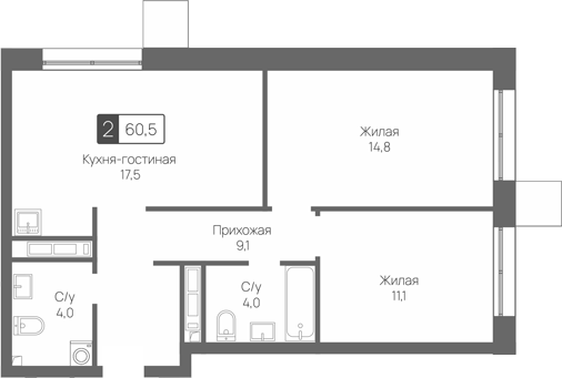 3-комн. Сити квартал Отрада