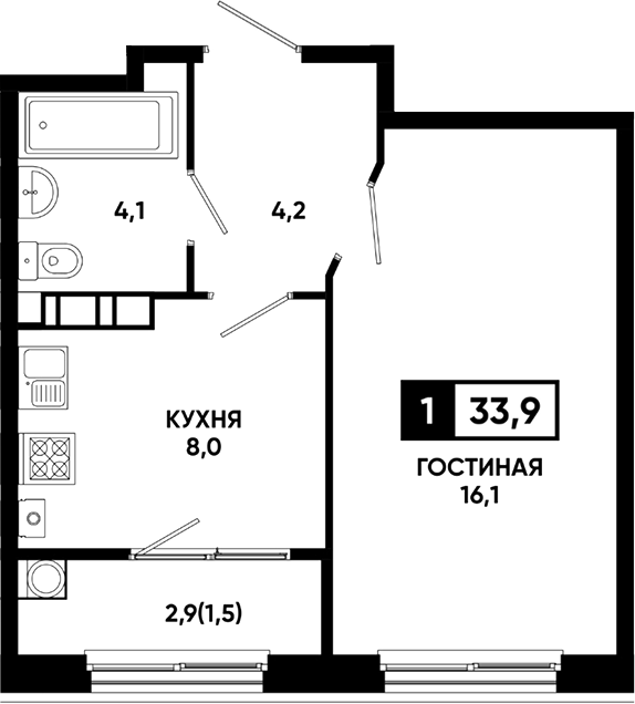 1-комн. Резиденция Софи