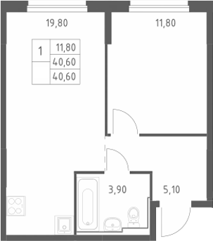 2-комн., 40.6 м², 10/25 этаж, ЖК «Химки Парк»