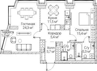 2-комн. СЕЗАР БУДУЩЕЕ