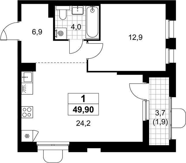 2-комн., 48 м², 6/16 этаж, ЖК «Прокшино»