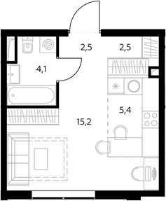 Студия, 30 м², 31/43 этаж, ЖК «Адмирал»