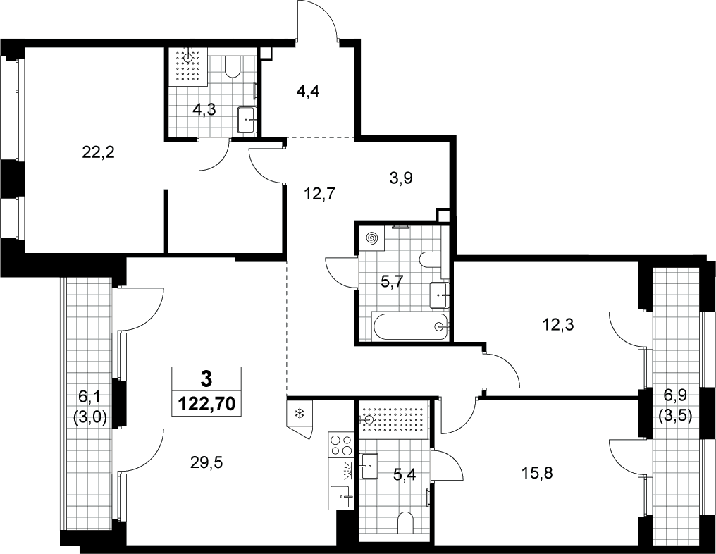 4+ комнаты, 116.2 м², 2/8 этаж, ЖК «Хольм»