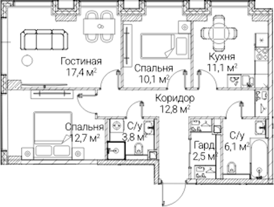 3-комн. СЕЗАР БУДУЩЕЕ