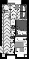 Студия, 20.7 м², 22/23 этаж, ЖК «Зорге, 9»