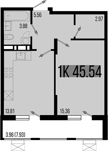 1-комн. квартира, 41.58 м² в ЖК Цветной бульвар — фото 2