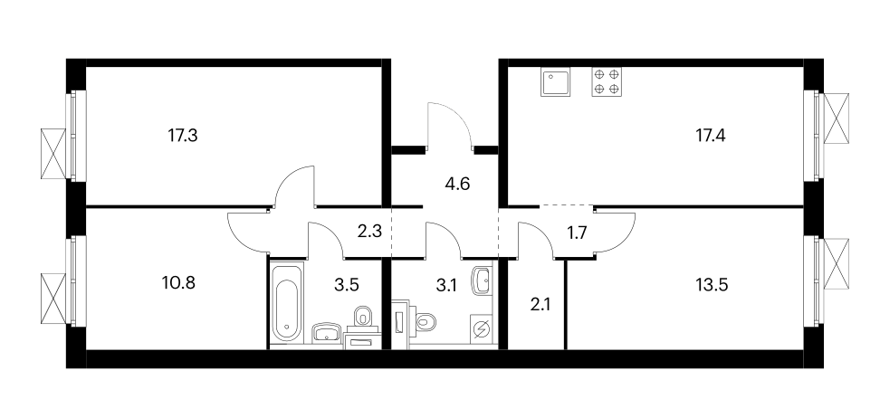 3-комн. Белая Дача парк