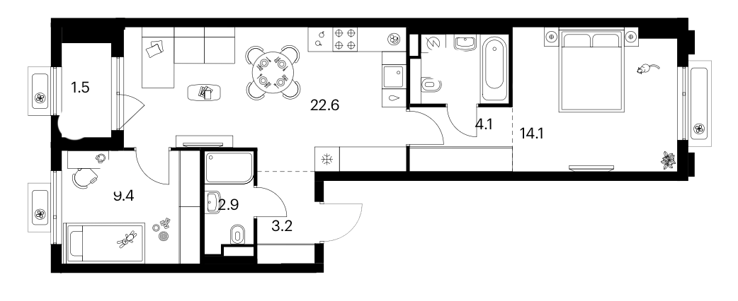 2-комн. Белая Дача парк