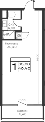 Студия, 35 м², 2/6 этаж, ЖК «Хако»