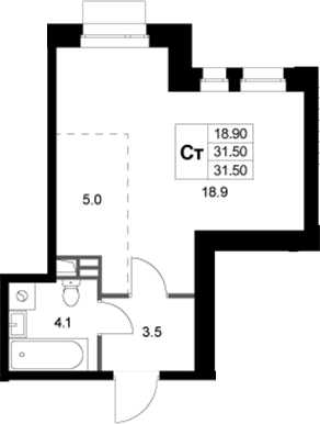 Студия, 31.5 м², 1/3 этаж, ЖК «Кореневский Форт 2.3»