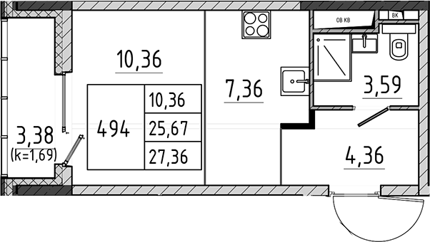 Студия, 25.67 м², 17/17 этаж, ЖК «Поварово-Молодежный-2»