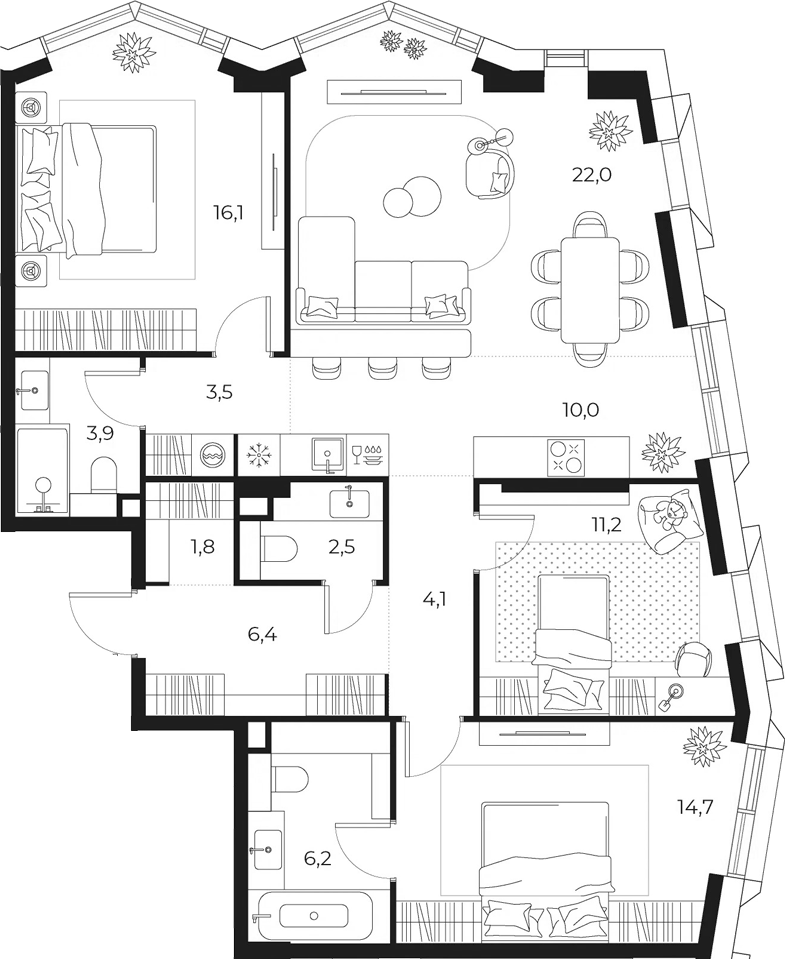 4+ комнаты, 102.4 м², 13/23 этаж, ЖК «МАСТЕРС»
