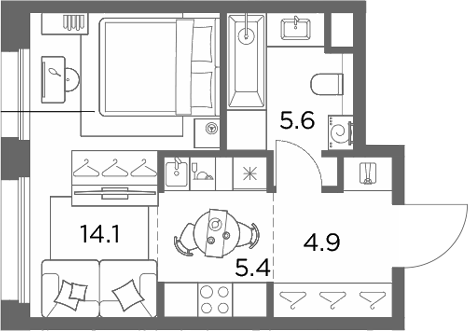 Студия, 30 м², 6/6 этаж, ЖК «Станиславский»