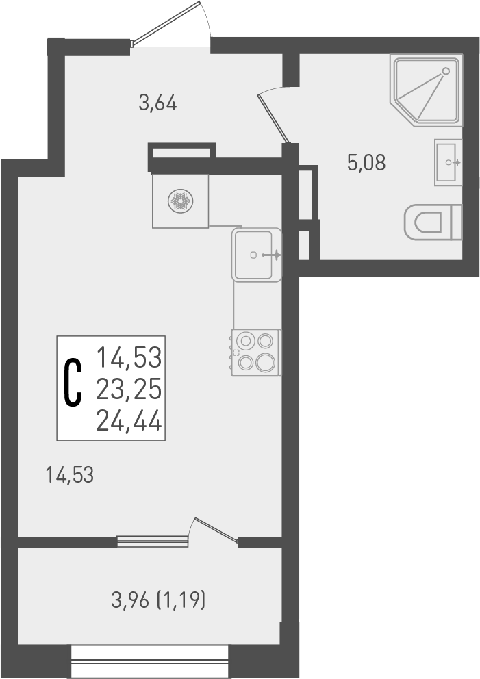 Студия квартира, 23.25 м² в ЖК Югге — фото 2