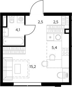 Студия, 30 м², 39/43 этаж, ЖК «Адмирал»