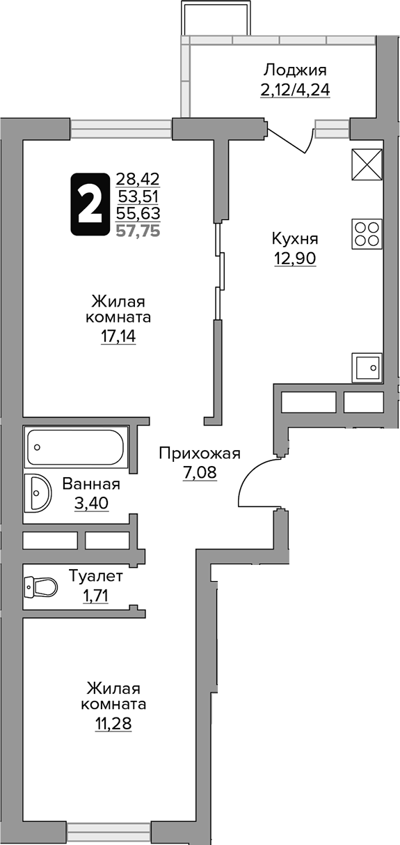 2-комн. Гранель Алексеевская роща