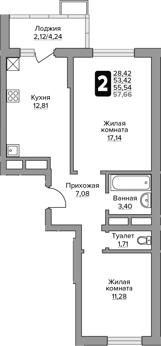 2-комн. Гранель Алексеевская роща