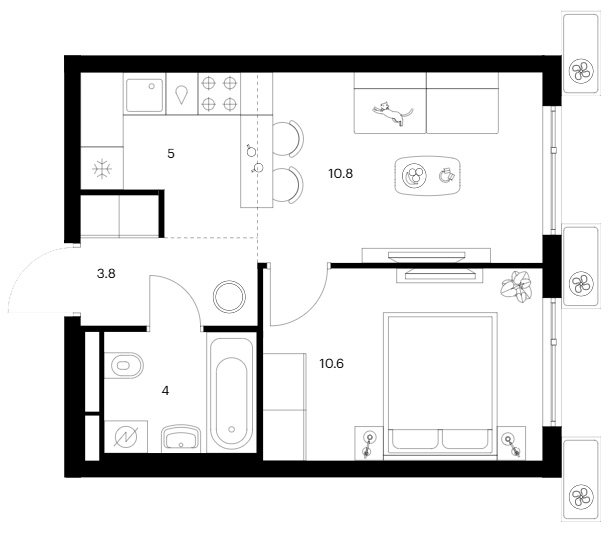 2-комн., 34.2 м², 5/14 этаж, ЖК «Белая Дача парк»