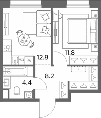 1-комн., 37.2 м², 5/6 этаж, ЖК «Станиславский»
