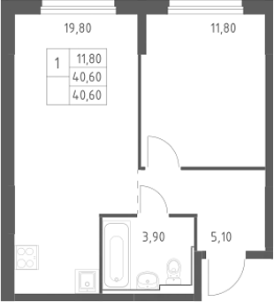 2-комн., 40.6 м², 21/25 этаж, ЖК «Химки Парк»