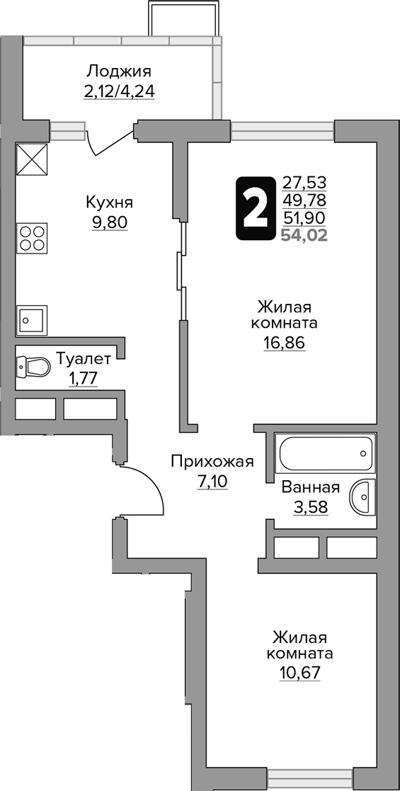 2-комн. Гранель Алексеевская роща