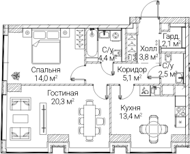 2-комн. СЕЗАР БУДУЩЕЕ