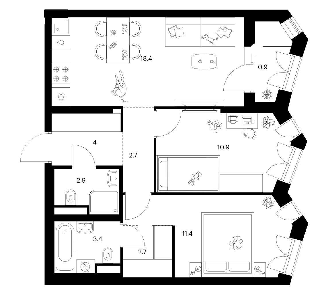 2-комн. Мичуринский парк
