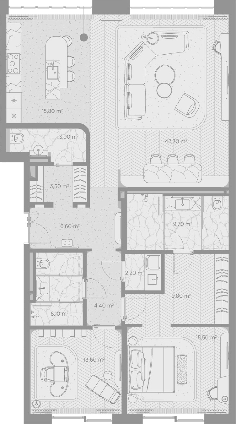 2-комн., 133.4 м², 2/7 этаж, ЖК «Николь»