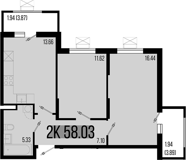 2-комн. квартира, 54.15 м² в ЖК Цветной бульвар — фото 2