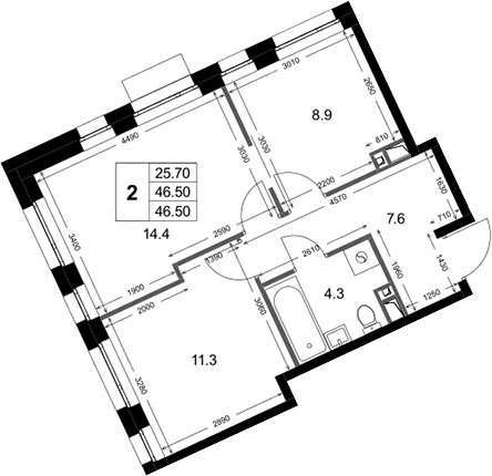 2-комн. Кореневский Форт 2.3