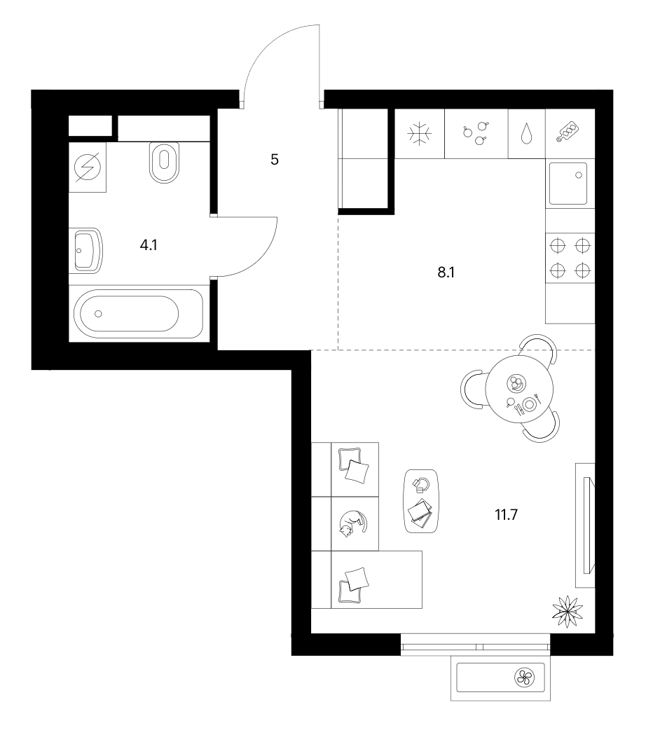Студия, 28.9 м², 15/25 этаж, ЖК «Ярославский»