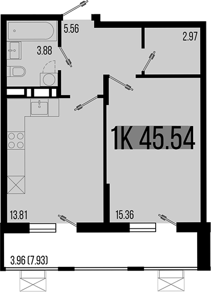 1-комн. квартира, 41.58 м² в ЖК Цветной бульвар — фото 2