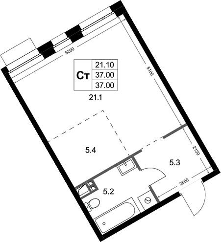 Студия, 37 м², 3/3 этаж, ЖК «Кореневский Форт 2.3»