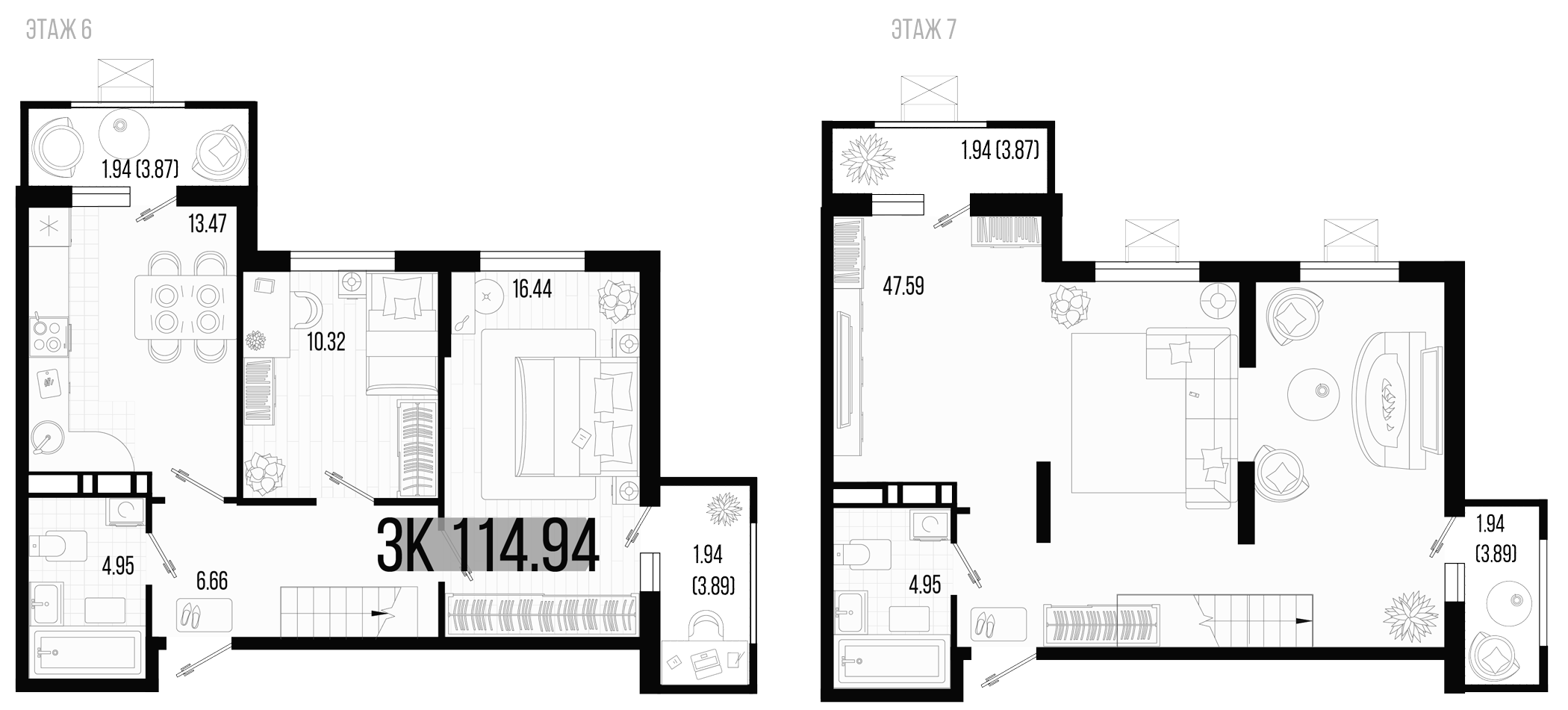 3-комн. квартира, 107.18 м² в ЖК Цветной бульвар — фото 2