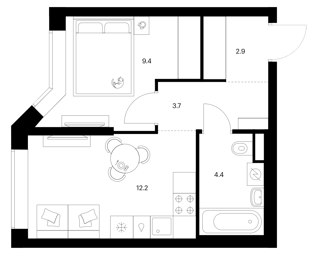 1-комн., 32.6 м², 8/31 этаж, ЖК «Мичуринский парк»