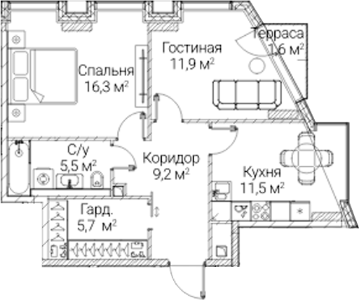 2-комн. СЕЗАР БУДУЩЕЕ