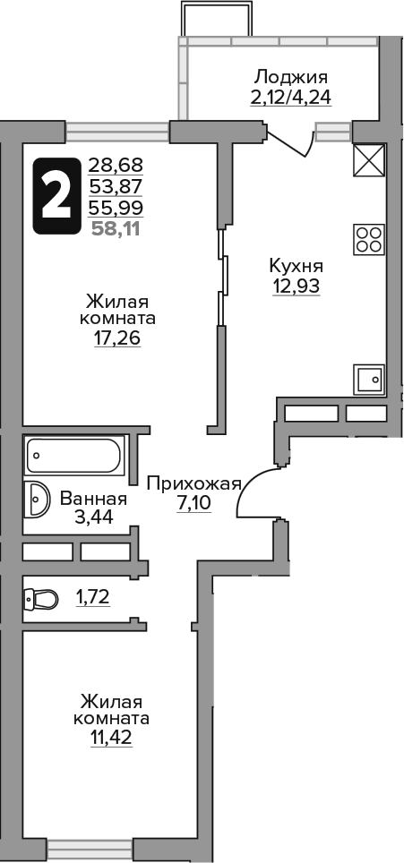 2-комн. Гранель Алексеевская роща