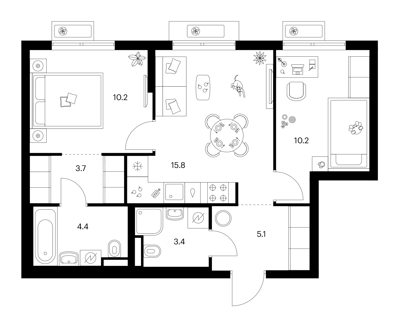 2-комн., 52.8 м², 14/25 этаж, ЖК «Ярославский»