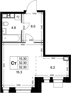Студия, 32.3 м², 2/3 этаж, ЖК «Кореневский Форт 2.3»