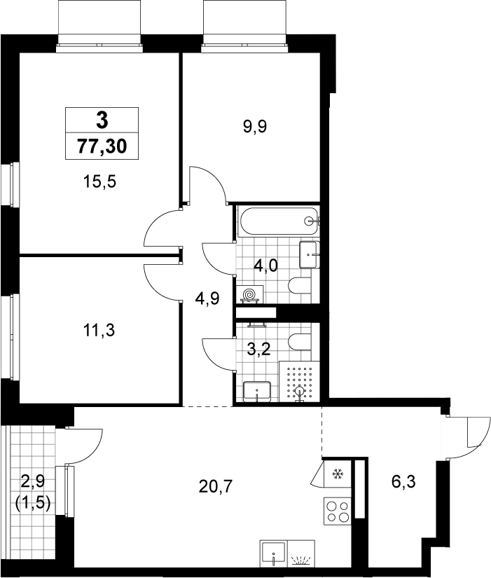 4+ комнаты, 75.8 м², 19/19 этаж, ЖК «Деснаречье»