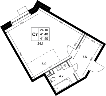 Студия, 41.4 м², 2/3 этаж, ЖК «Кореневский Форт 2.3»