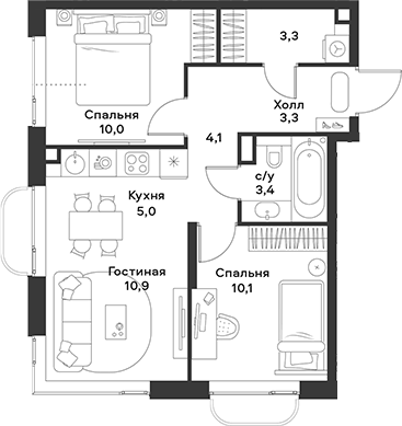 3-комн. АЛИА