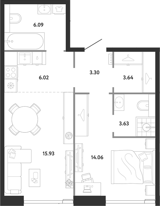 1-комн., 52.67 м², 10/12 этаж, ЖК «Ридж»