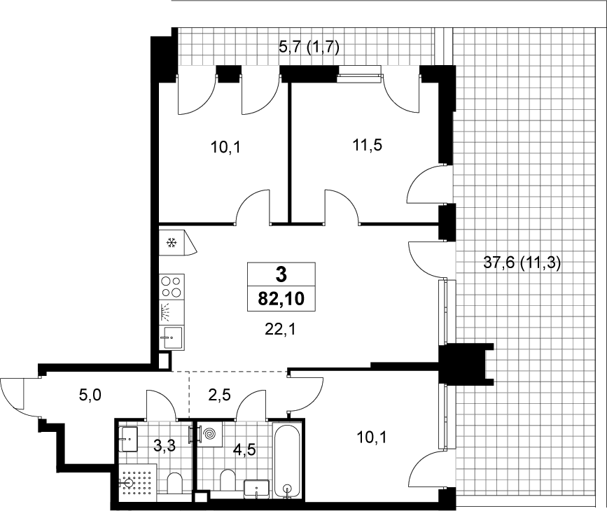 4+ комнаты, 69.2 м², 2/12 этаж, ЖК «Деснаречье»