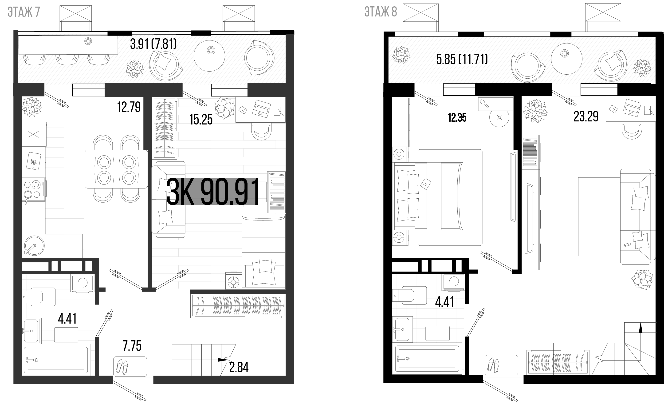 3-комн. квартира, 94.88 м² в ЖК Цветной бульвар — фото 2