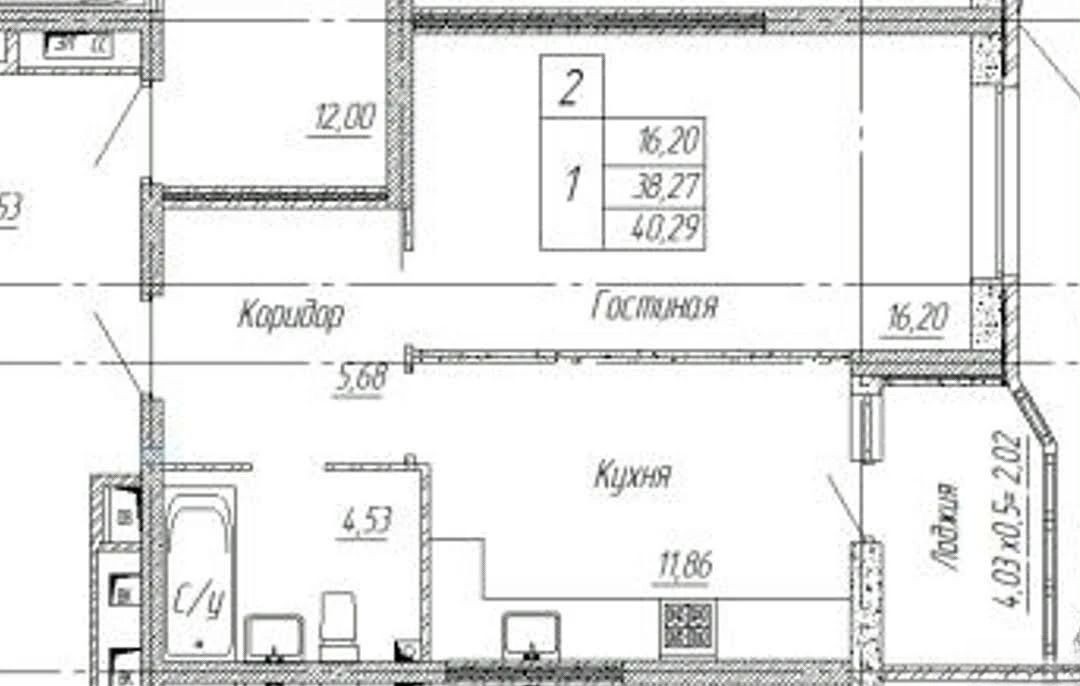 1-комн., 38.3 м², 2/22 этаж, Краснодар г